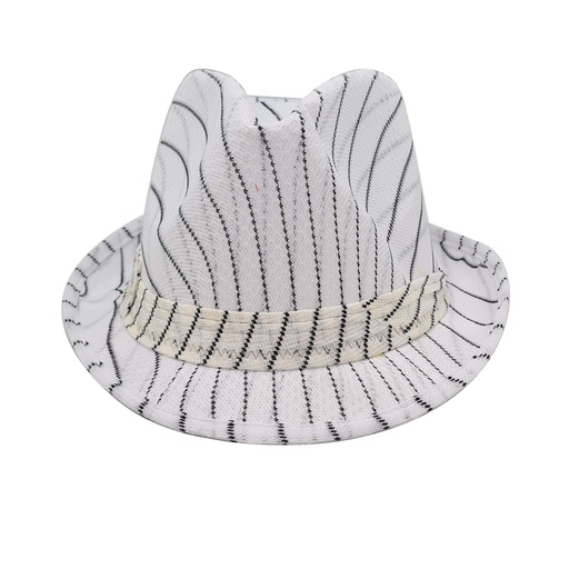 [63.FEDWP] Sombrero Tela Blanco Rayas C/1