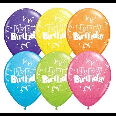 [203.11952] Globo 12"  Bday Serpentinas/Estrellas C/1