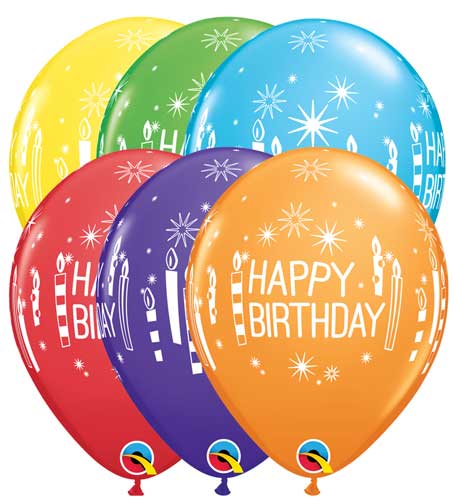 [203.49685] Globo 12" HBD Velas Y Estrellas C/1