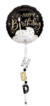 [190.46530] Globo 36" Satin Black Birthday C/1