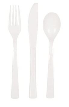 [39482] Juego De Cubiertos Blanco C/18