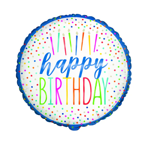 [53842] Globo 18" Happy Birthday Velas Y Confetti C/1