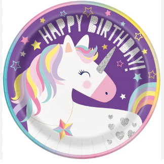 [30.72495] Plato 9" Unicornio Happy Birthday C/8