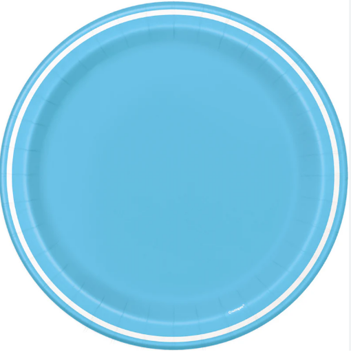 [30.39794] Plato 7" Redondo Azul Contorno Blanco C/8