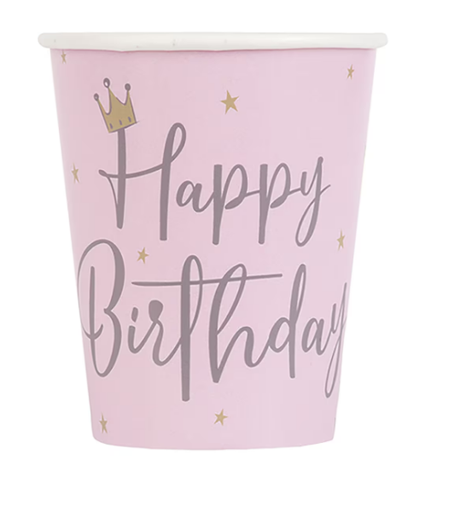 [30.78366] Vaso 9oz Swan Birthday pink c/8