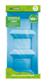 [54.77557] Charola Rectangular Con Division Azul Caribe C/3