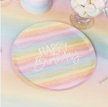 [290.616275] Plato 9" Rainbow Happy Birthday C/8