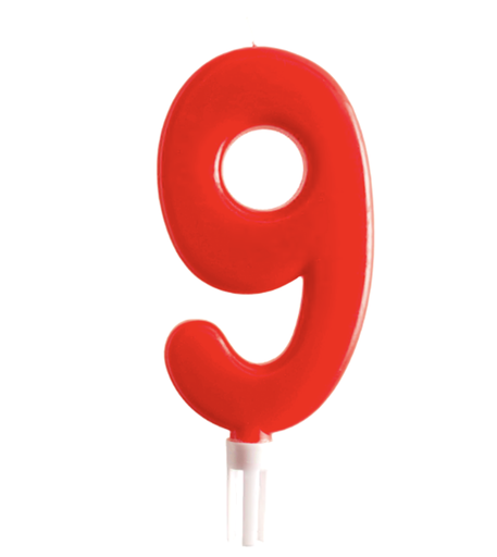 [310.345286] Vela Jumbo Numero Rojo 9 C/1