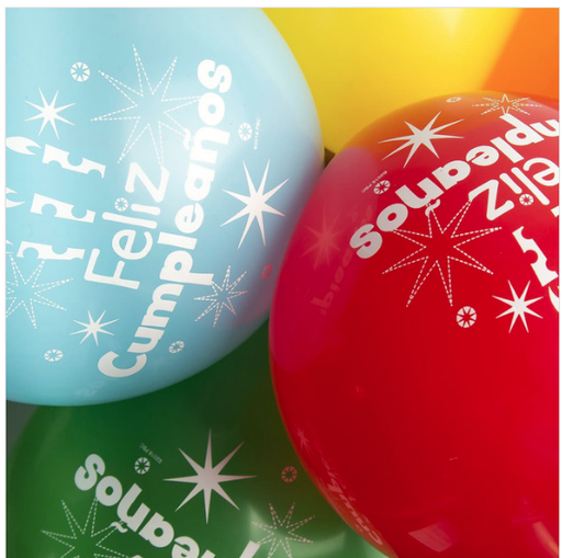 [202.71715] Bolsa De Globos 9" Feliz Cumpleaños Liso C/12