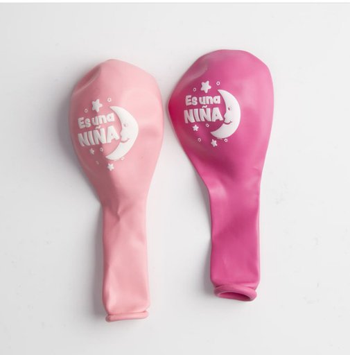 [202.71710] Bolsa De Globos 9" Es Una Niña  Liso C/12