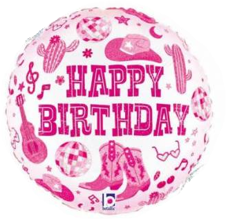 [8055513265424] Globo 18" Disco Cow Girl Birthday C/1