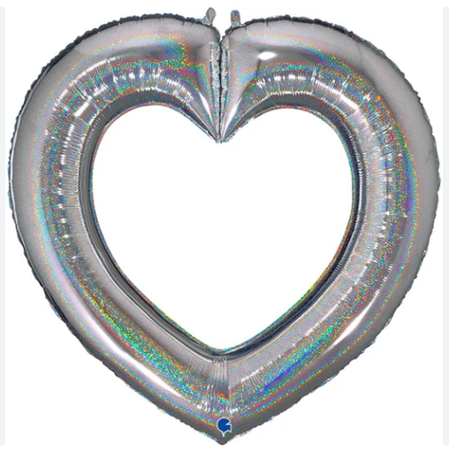[300.2508] Globo 33" Corazon Link Heart Gliter Silver C/1
